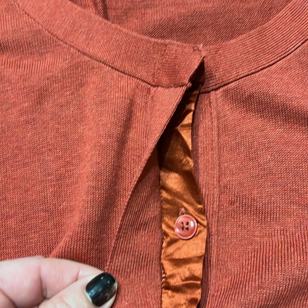 Coldwater Creek Orange Silk Cotton 2 Pc Tank and Button Down Cardigan Set Sz L - Picture 7 of 16